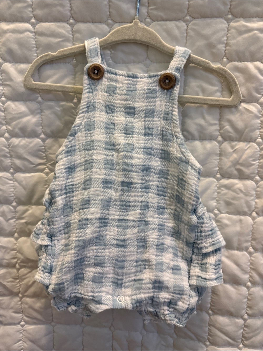 Soft Blue Plaid Baby One-Piece Romper